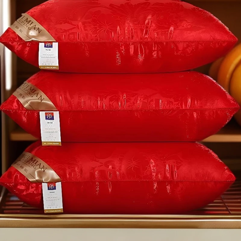 大红色新款新婚庆枕芯结婚枕头一对大红成人枕头芯家用助眠护颈枕