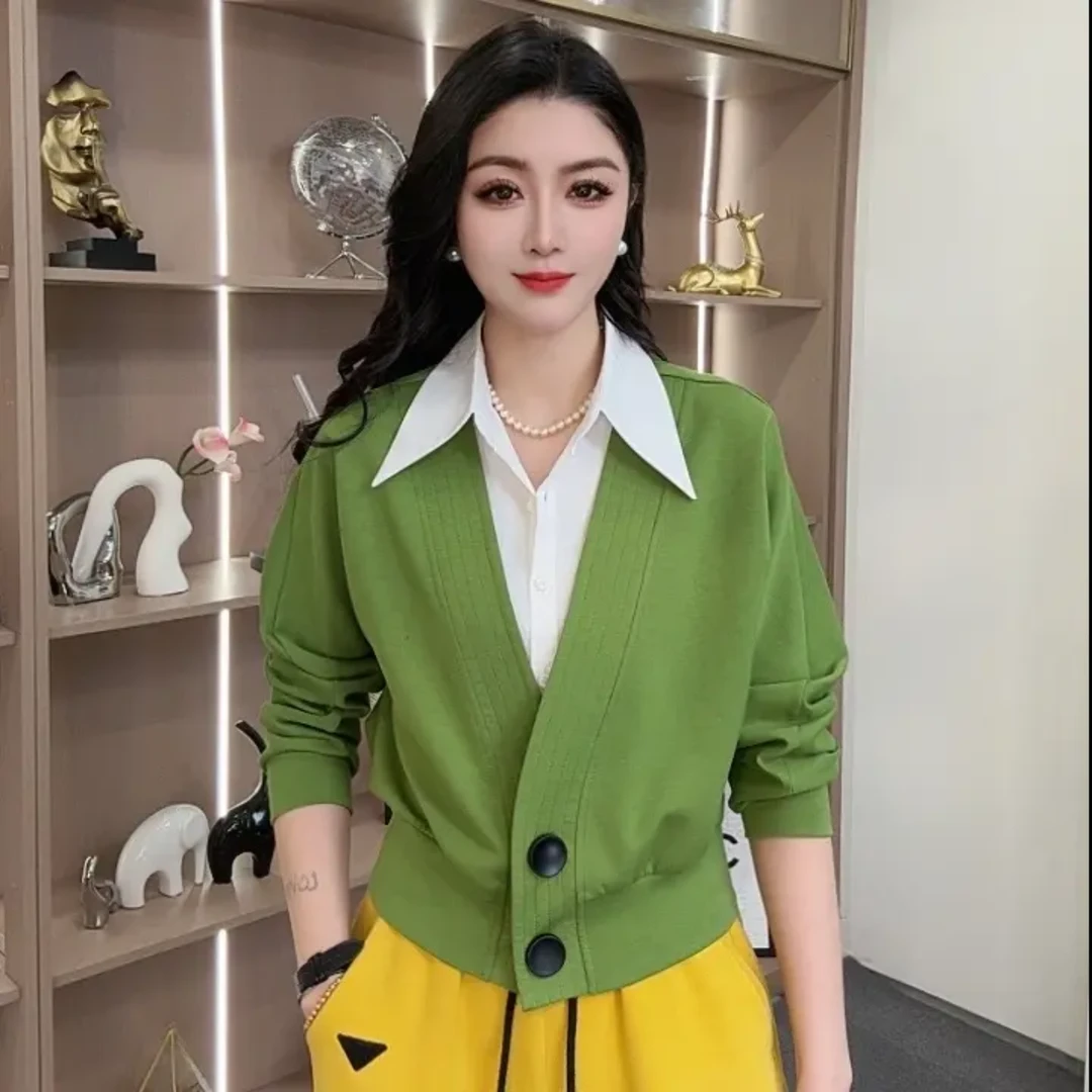 【众帆女装】6605OPL春款设计款时尚假两件翻领气质休闲显瘦长袖