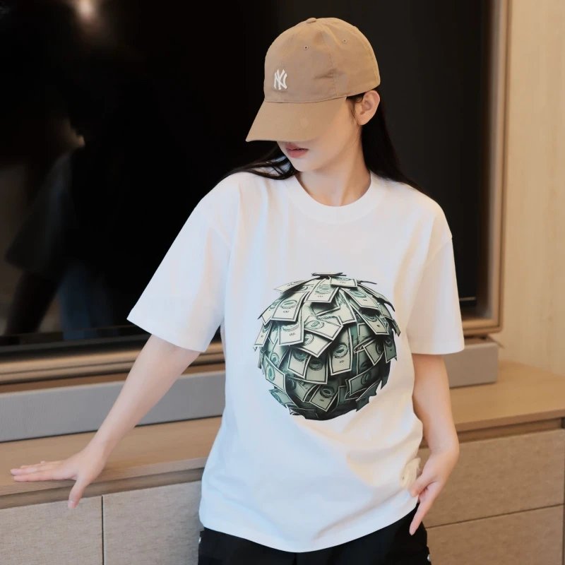 秋季上新韩系chic短袖t恤2025款夏季纯棉重磅宽松半袖男女款上衣