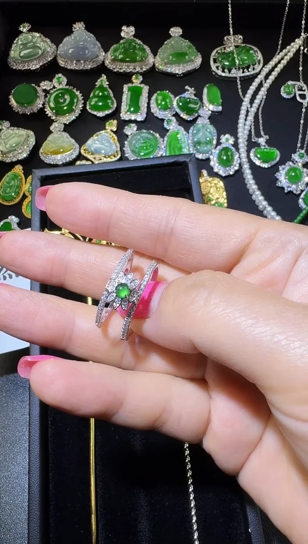 翡翠戒指银S925镶嵌G*.蛋面