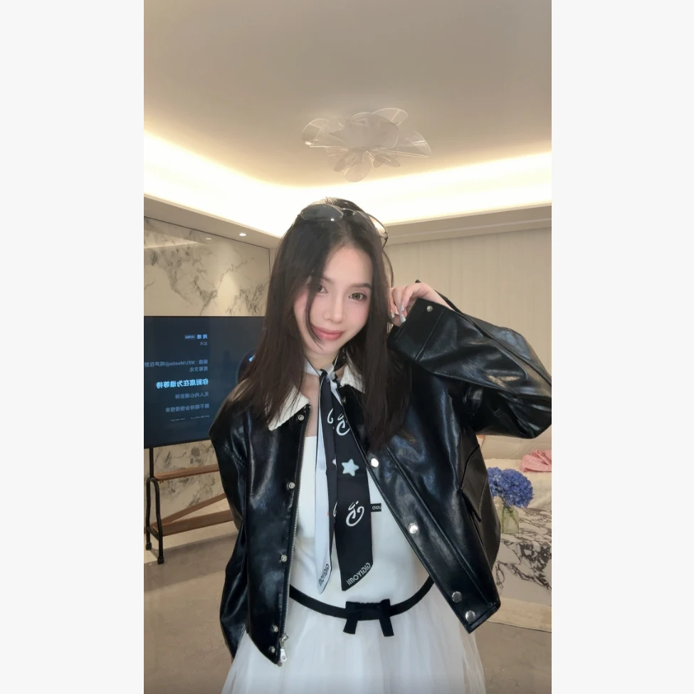 资雅 私服系列 哑光亮面高密度PU皮衣外套