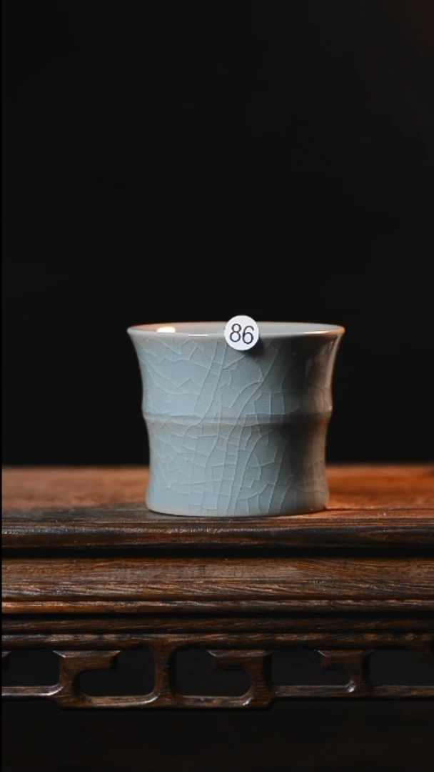 86号手工竹节杯全品清凉寺汝瓷