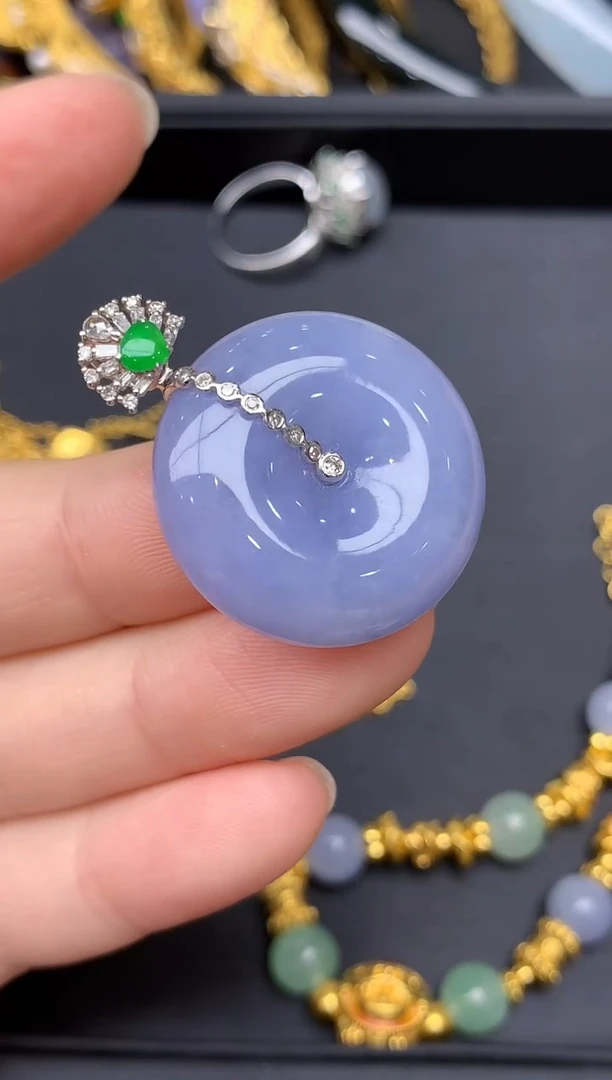 颈饰18K金镶嵌翡翠362-雪姐翡翠天天见