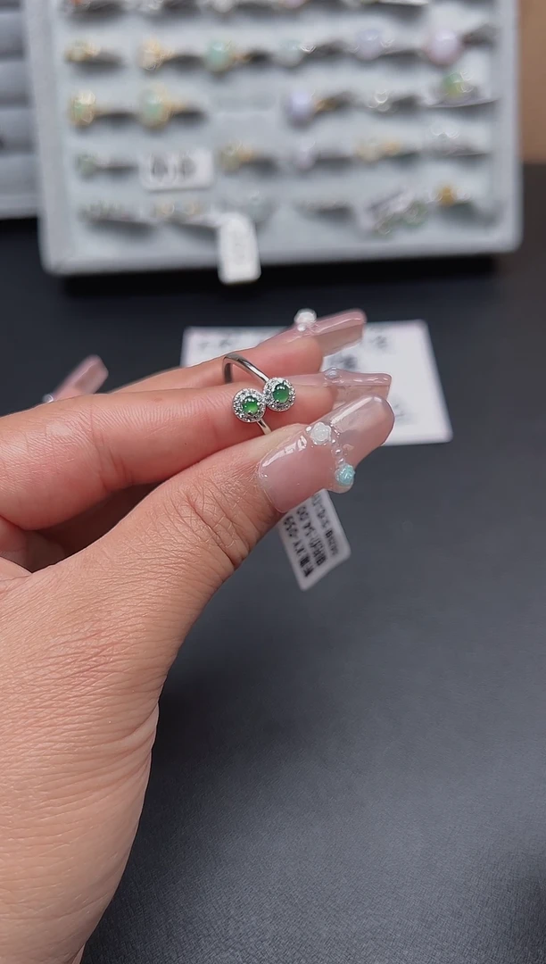 银S925镶嵌戒指翡翠缘**拟戒指