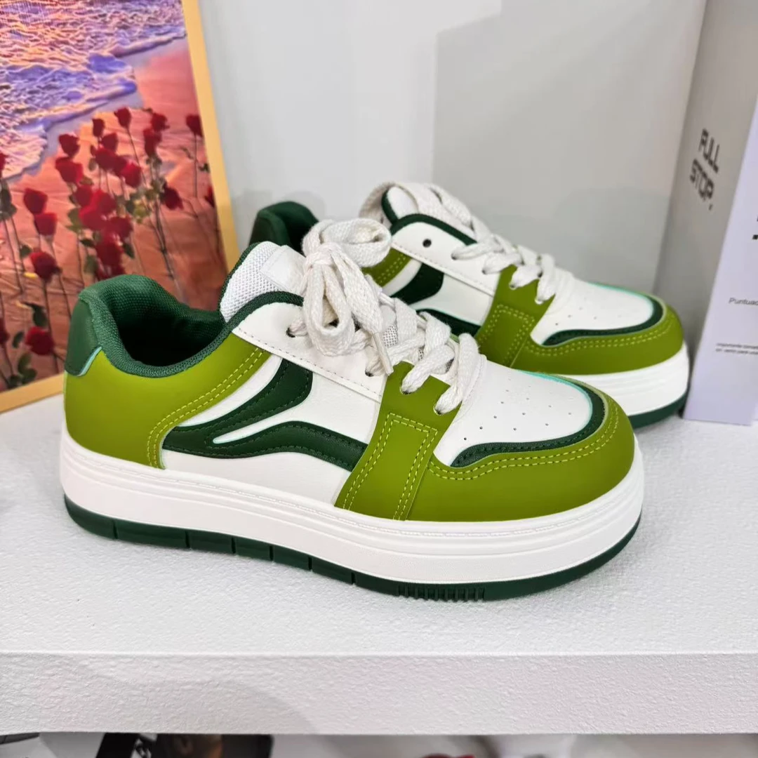B685苹果绿小白鞋女款新款爆款厚底百搭女生鞋子ins潮休闲板鞋