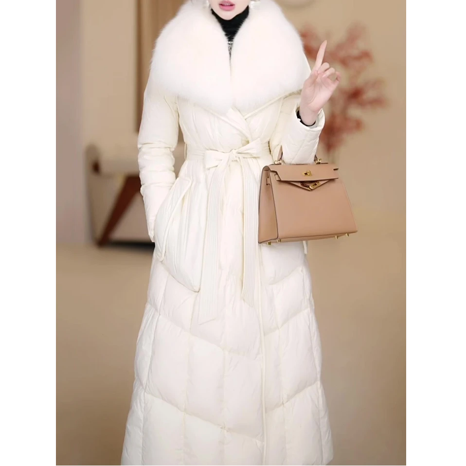 高级感时尚韩版长款羽绒服女2025冬季新款气质修身显瘦带毛领外套