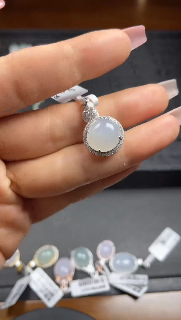 银S925镶嵌戒指翡翠天然翡翠A货