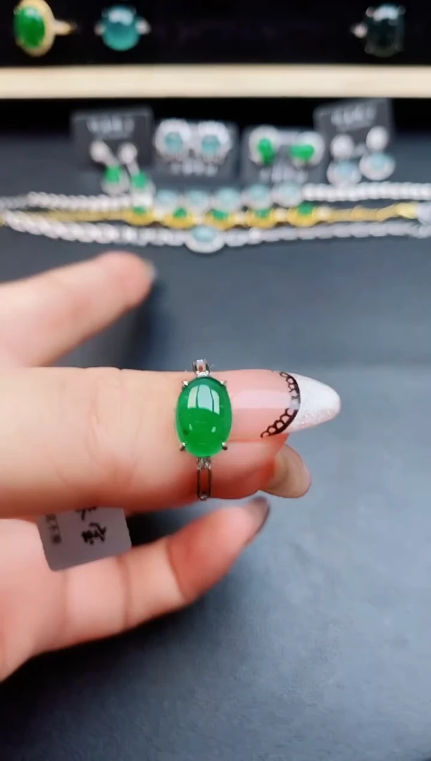 翡翠戒指银S925镶嵌508500