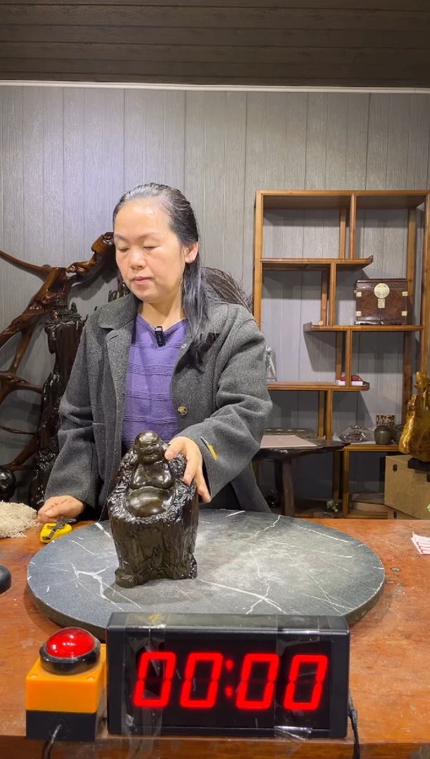 金丝楠一**兄阴沉木笑佛摆件