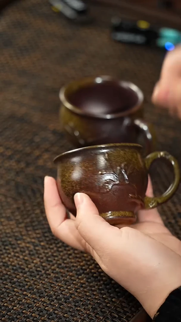 【闪购商品】紫砂茶杯福利紫砂柴烧兰花手把