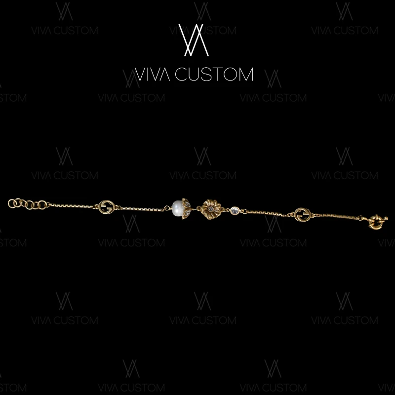 铜合金合成锆石手链 （昨日重现系列）百搭精致暗香花朵手链