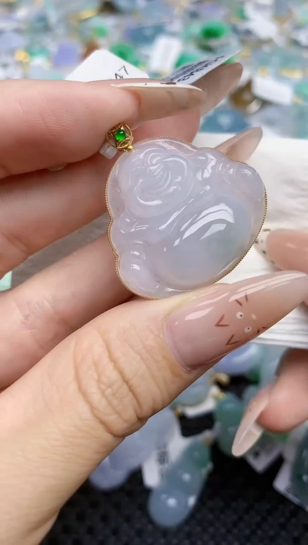 翡翠18K金镶嵌颈饰192   天然翡翠A货