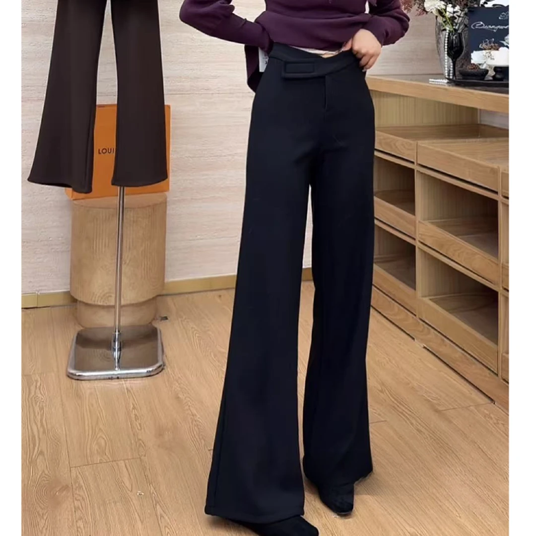 【腿精裤】百搭复古高腰垂感显瘦魔术贴西装裤-66006（加厚）