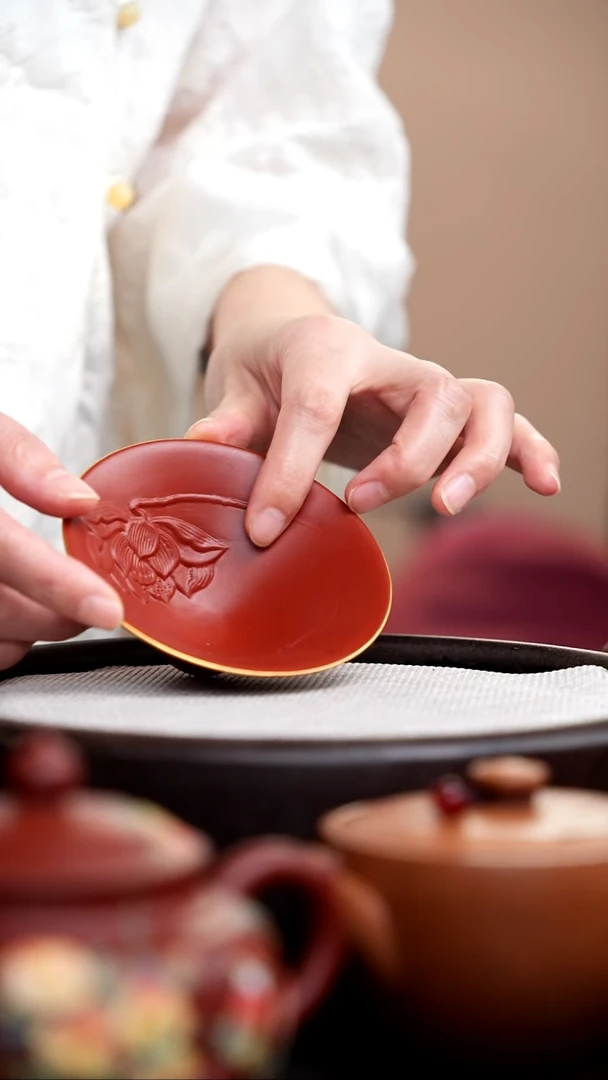 茶壶紫砂朱泥斗笠杯金边