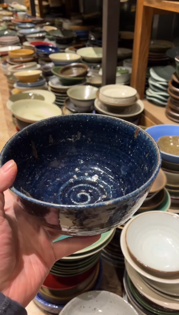 【闪购商品】瓷片978 粗陶的蓝面碗1个