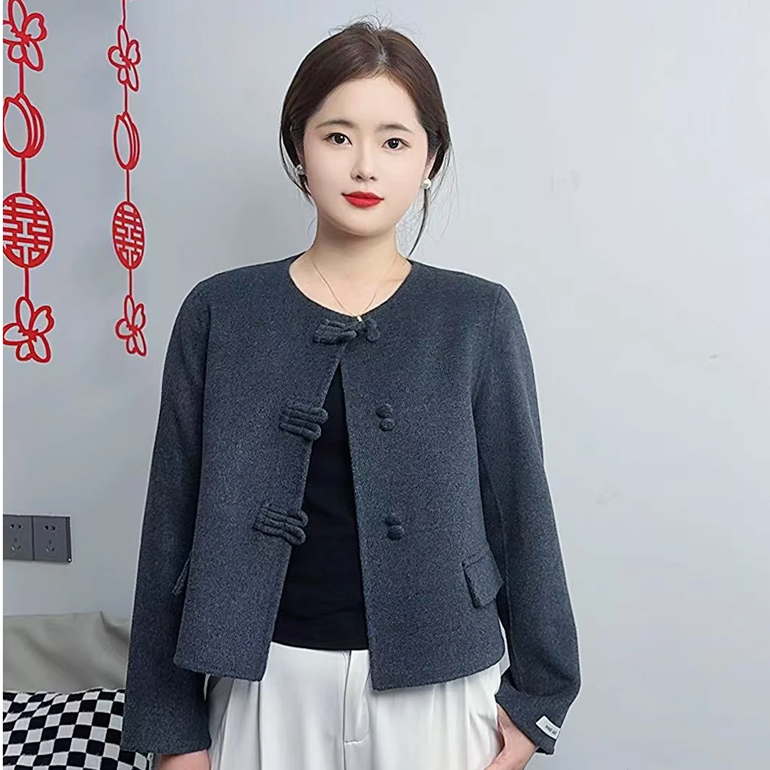 【反季】2025秋冬女气质直下摆短款时尚毛呢外套上衣加绒加厚款女装