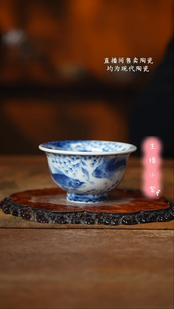 望月怀古 青花鱼藻压手