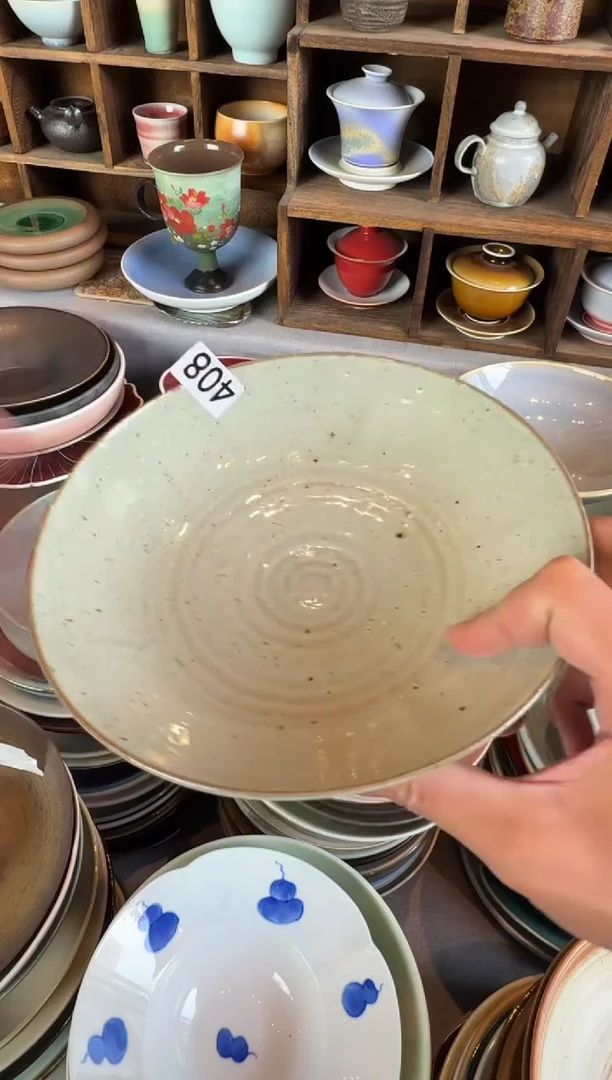 瓷卿*久408 微瑕粗陶灰色锅盘1个