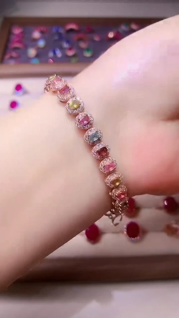 【闪购商品】碧玺手链银S925镶嵌0000