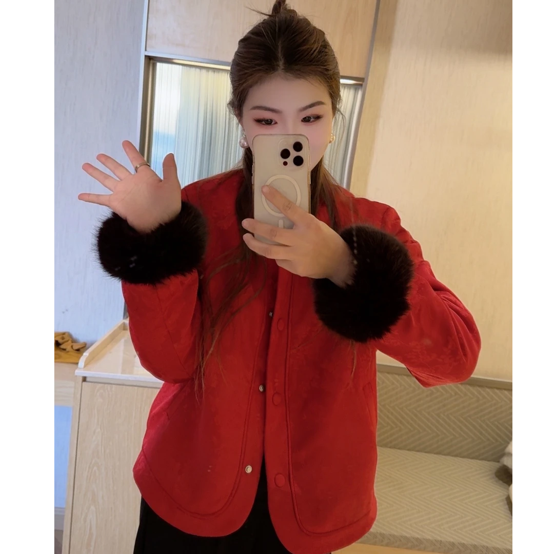 加绒加厚时尚提花国风年款外套