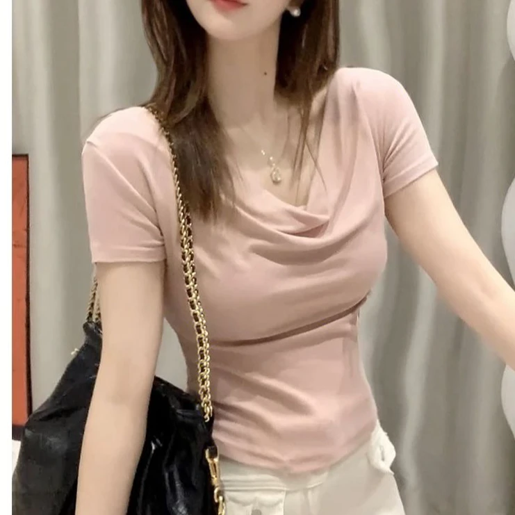 短袖t恤女夏季高级感小个子修身超好看收腰半袖上衣