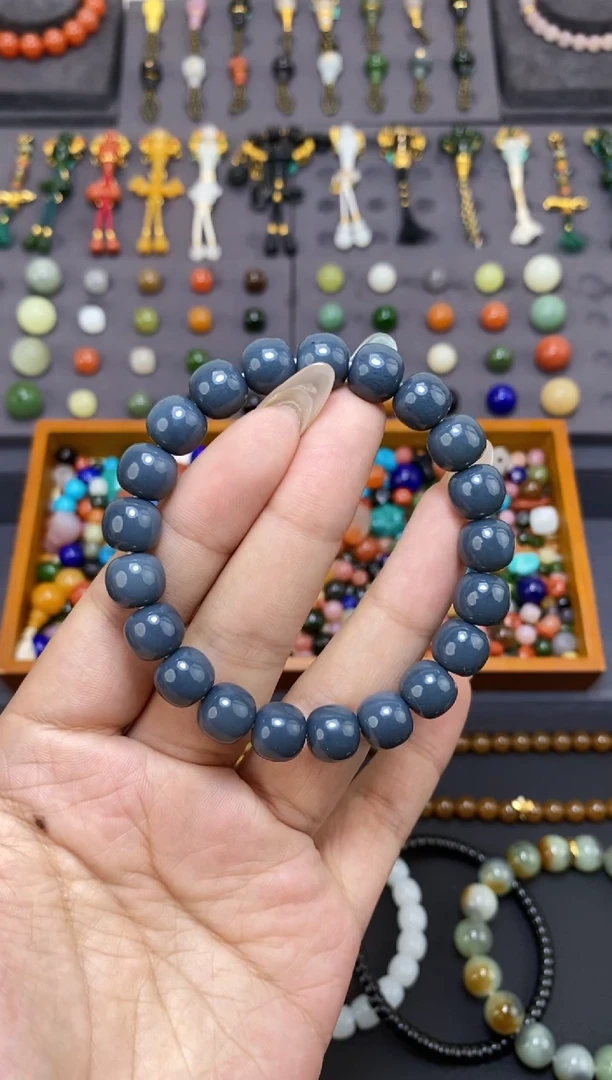 未镶嵌和田玉挂件10mm灰老型手串