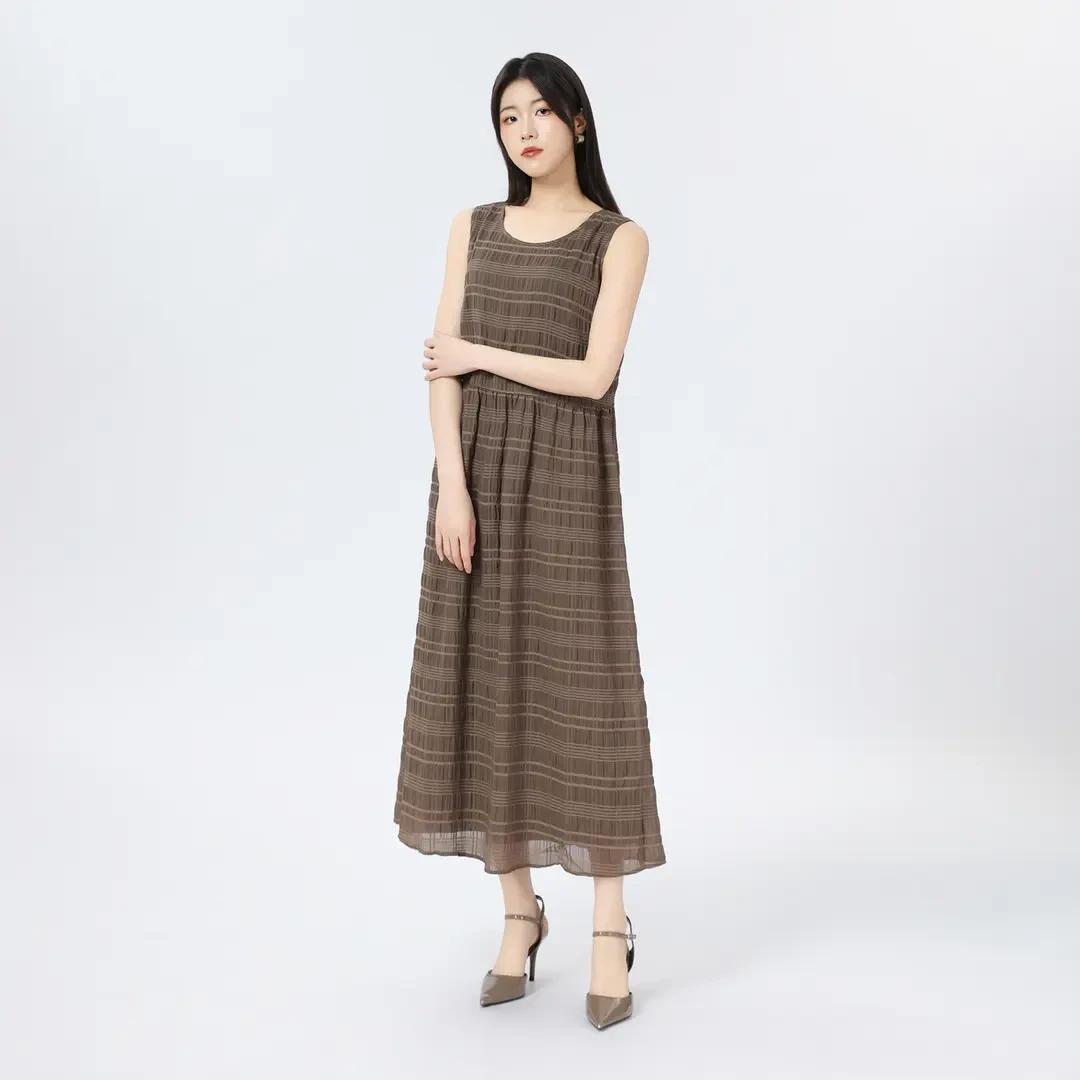 AMASS/阿玛施夏季气质洋装显瘦收腰清爽度假风无袖连衣裙5500544