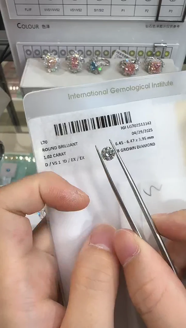 裸石实验室培育钻石H**X@1.02 ct 先鉴赏，再定制！