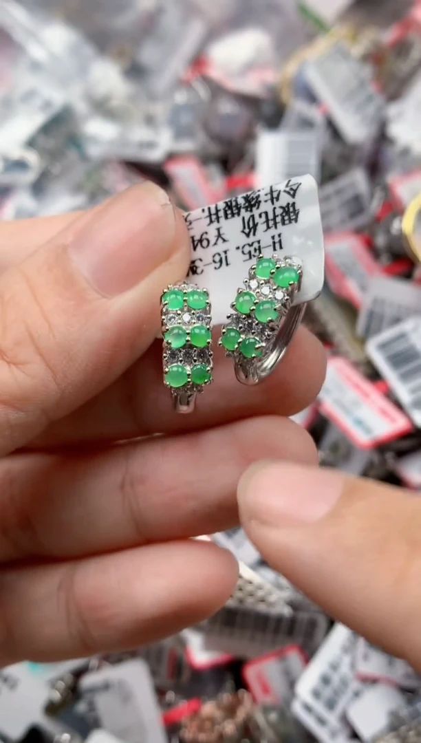 银S925镶嵌戒指翡翠天然A货缅甸翡翠