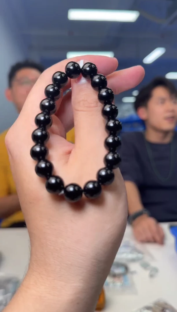 【闪购商品】黑曜岩手串未镶嵌黑曜石圆珠单圈手串