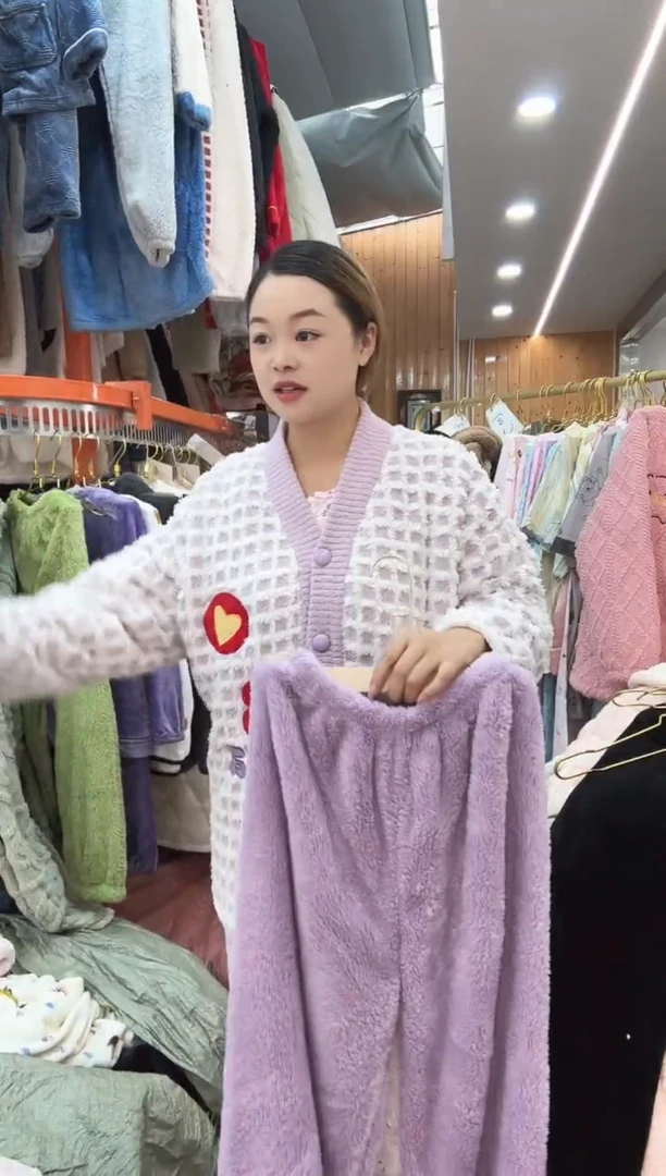 紫色格子套装冬装