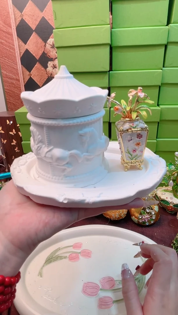 锌合金珐琅彩首饰盒摆件默认微瑕不退不换～