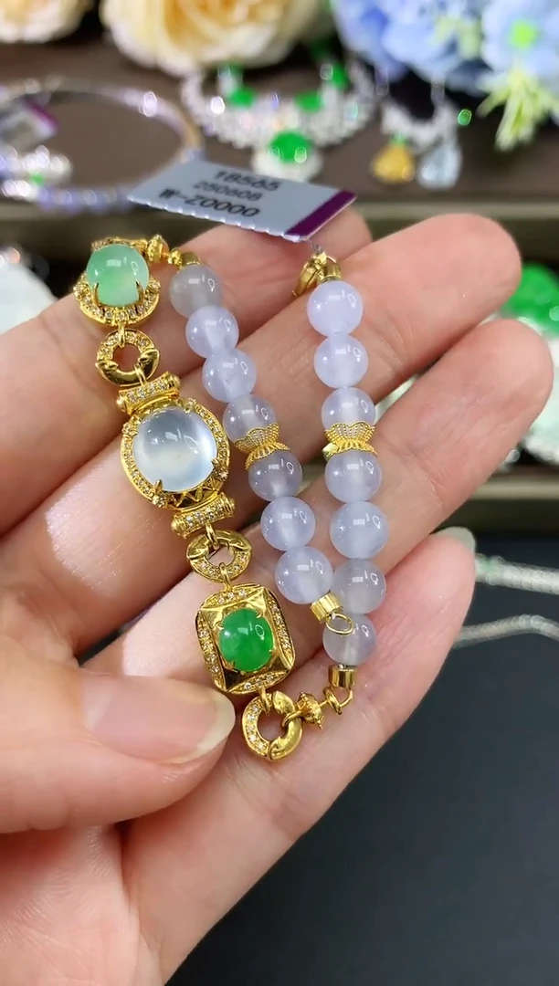 18K金镶嵌手链翡翠214|19800