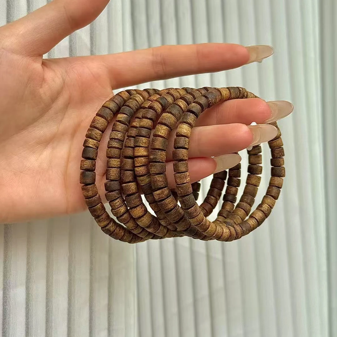 沉香【到手2条！】多样性发其二 国香棋楠随型直切片珠单圈