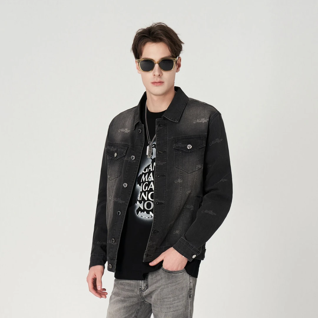 MANGANO时尚满印做旧印染休闲百搭男式翻领春秋夹克外套 7152119