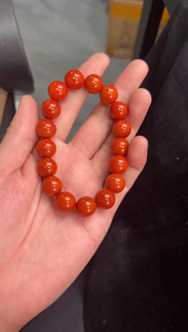 未镶嵌手串南红玛瑙南红满色满肉单圈素串QF-A446（多样性发一）