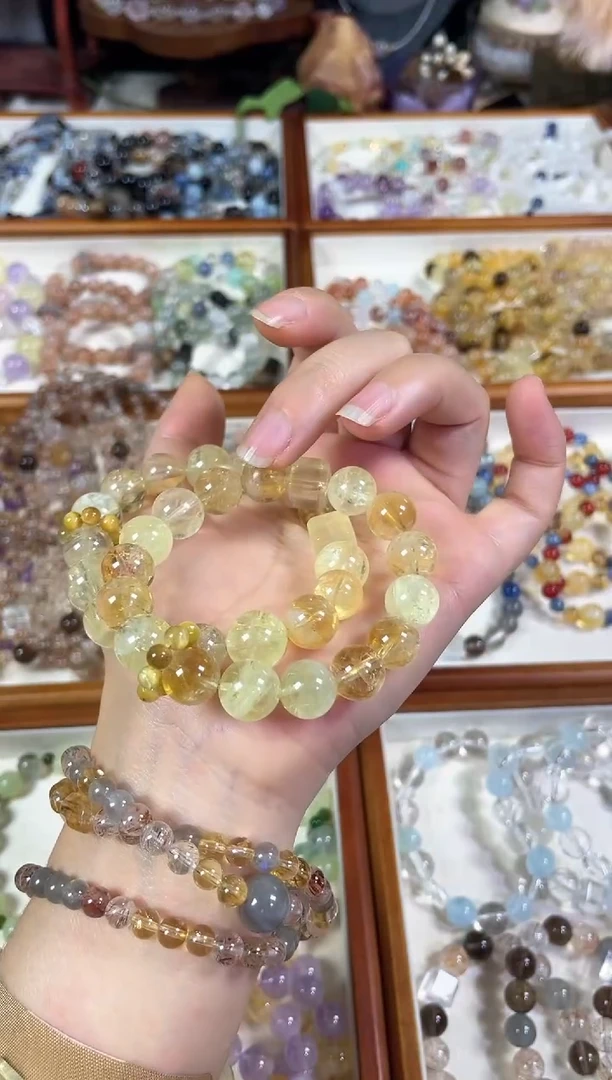未镶嵌手串水晶来财】卡12+天然黄塔晶黄阿赛手串多样发一