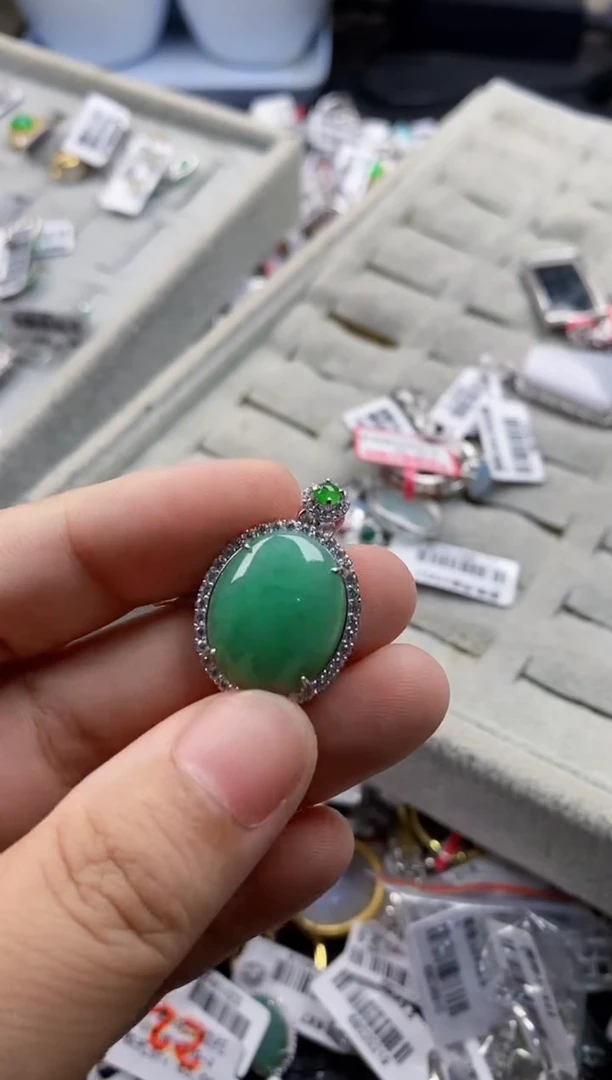 翡翠戒指银S925镶嵌444444   5