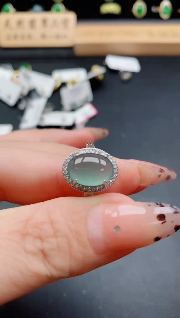 银S925镶嵌戒指翡翠1