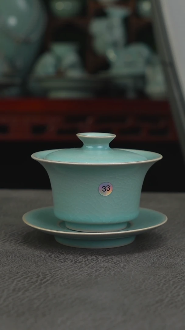 仿古釉33号马蹄盖碗  微瑕-二