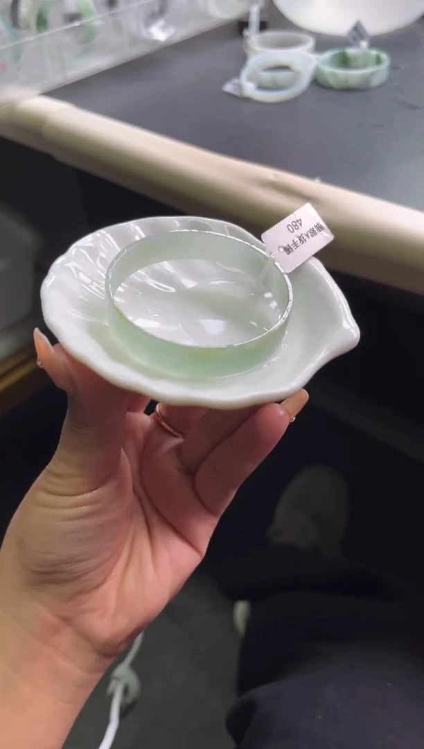 未镶嵌手镯定制翡翠湖水绿52-53「定制不退不换」