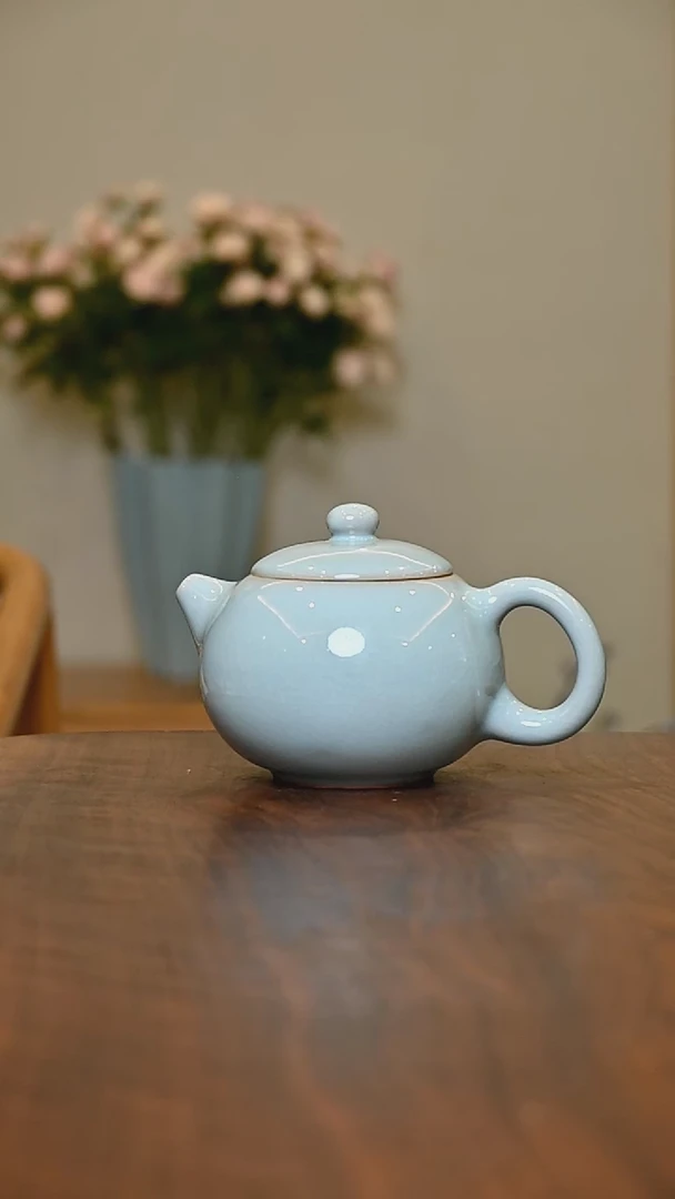 天青釉 大西施壶 微瑕 朱家汝窑款 230ml