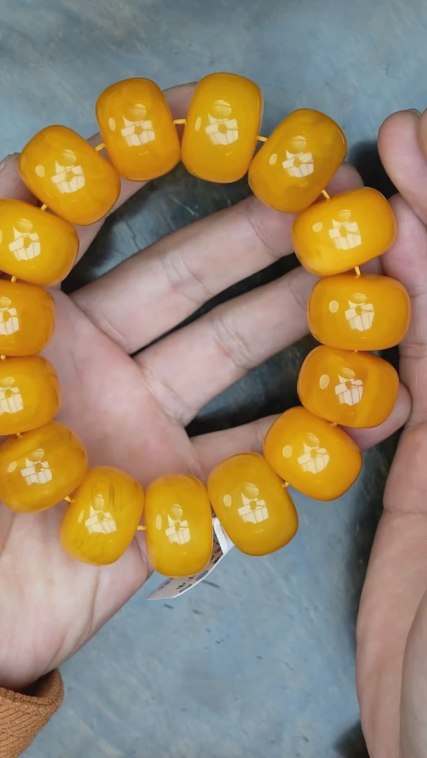 【闪购商品】琥珀裸石未镶嵌老蜡墩子手串
