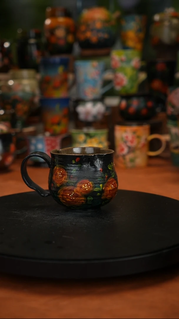 紫砂油画手绘 釉下彩