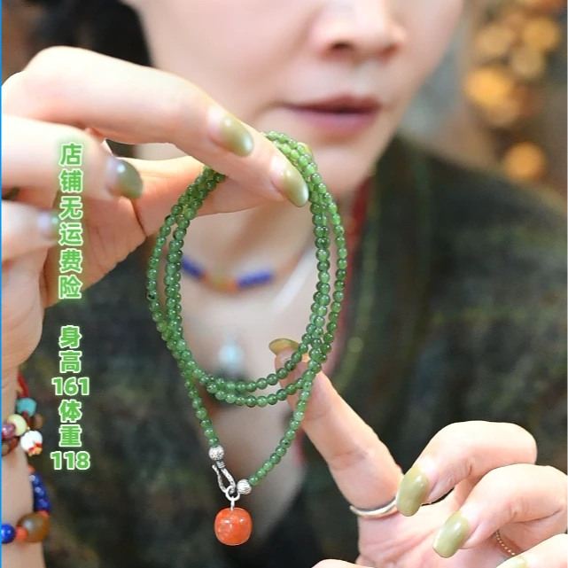 吊坠925银珐琅 茶语-红珠吊坠邻家小女项链