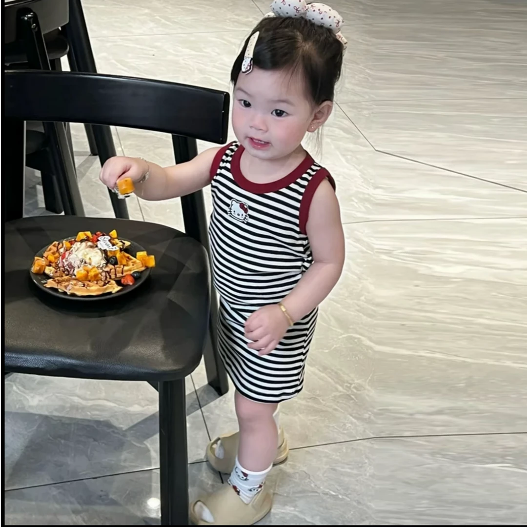 洋气条纹连衣裙吊带型夏季宝宝宽松薄款韩系连衣裙