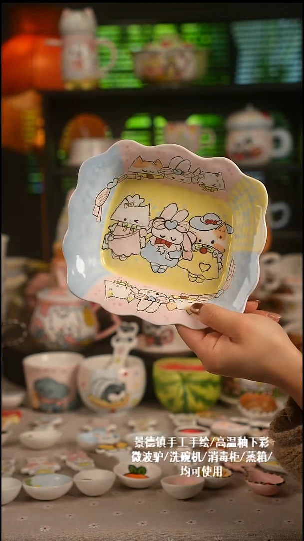 陶瓷无盖款景德镇高温釉下彩纯手绘创意瓷