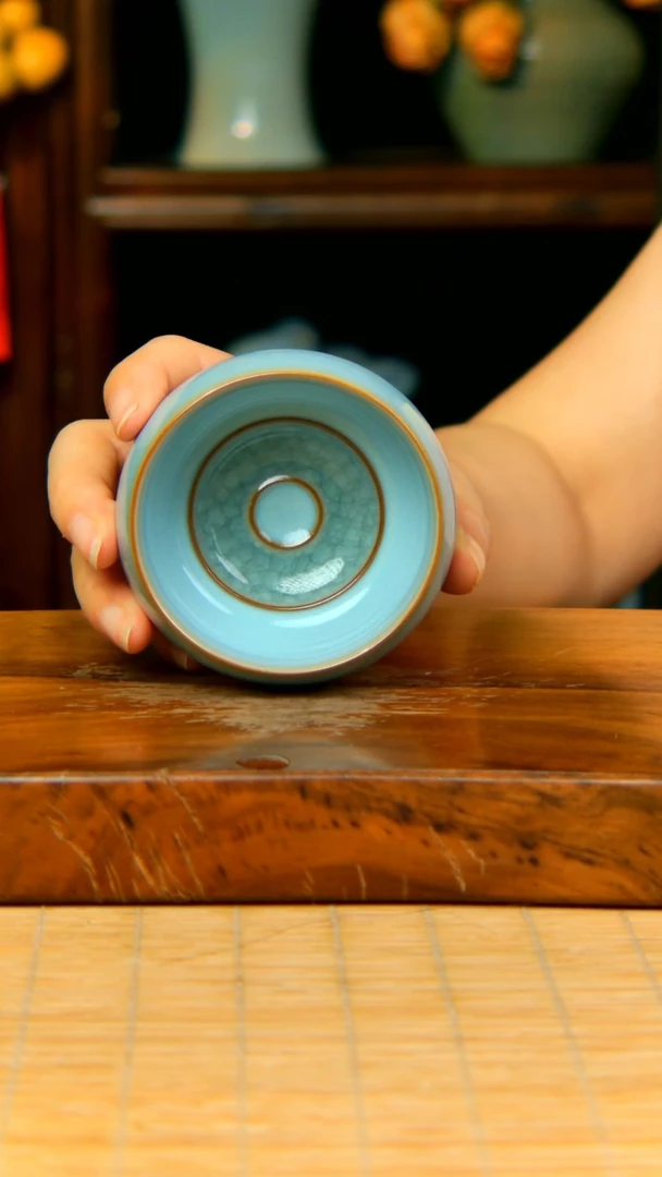 全手工天青色冰心杯不完美