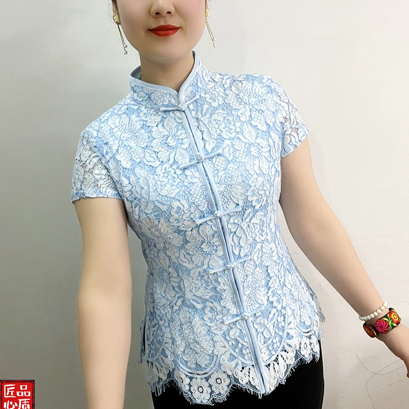 傲雪正品夏季新款国风上衣女时尚国潮风优雅气质妈妈装显瘦显年轻