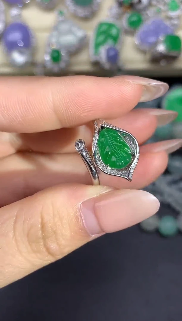 翡翠戒指18K金镶嵌328-雪姐翡翠天天见